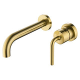 Brushed Gold Wall Mount Faucet, 2 Hole Single Handle Wall Mount Bathroom Faucet