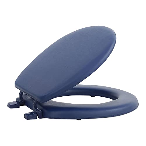 Toilet Seat, Navy - 17 Inch Soft Vinyl Cover with Comfort Foam Cushioning