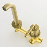 Brushed Gold Wall Mount Faucet, 2 Hole Single Handle Wall Mount Bathroom Faucet