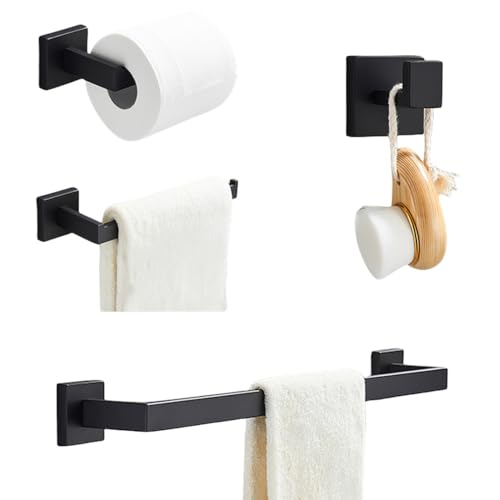 Bathroom Accessories Sets 4pcs Wall Mount Towel Bar Robe Hooks Toilet Paper Roll Holder