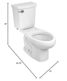 Toilet, Elongated Front, Standard Height, White, 1.1 gpf