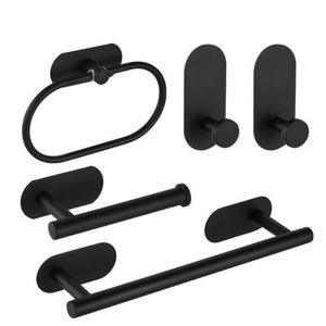 Black Bathroom Accessories Sets Toilet Tissue Roll Paper Holder Towel Rack