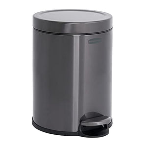 Steel Round Step-On Trash Can, 1.6-Gallon