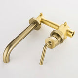 Brushed Gold Wall Mount Faucet, 2 Hole Single Handle Wall Mount Bathroom Faucet