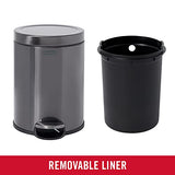 Steel Round Step-On Trash Can, 1.6-Gallon