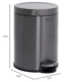 Steel Round Step-On Trash Can, 1.6-Gallon