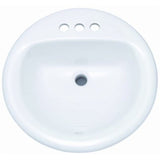 Bathroom Sink with Overflow and 3 Faucet Holes at 4" Centers