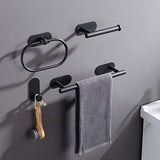 Black Bathroom Accessories Sets Toilet Tissue Roll Paper Holder Towel Rack