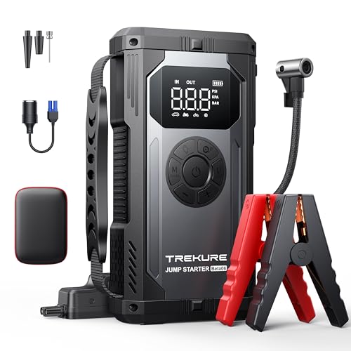 Portable Car Jump Starter with Air Compressor, TREKURE 150PSI 4000A