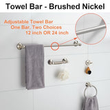 Bathroom Accessory Set, Brushed Nickel Adjustable Expandable