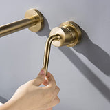 Brushed Gold Wall Mount Faucet, 2 Hole Single Handle Wall Mount Bathroom Faucet