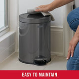 Steel Round Step-On Trash Can, 1.6-Gallon