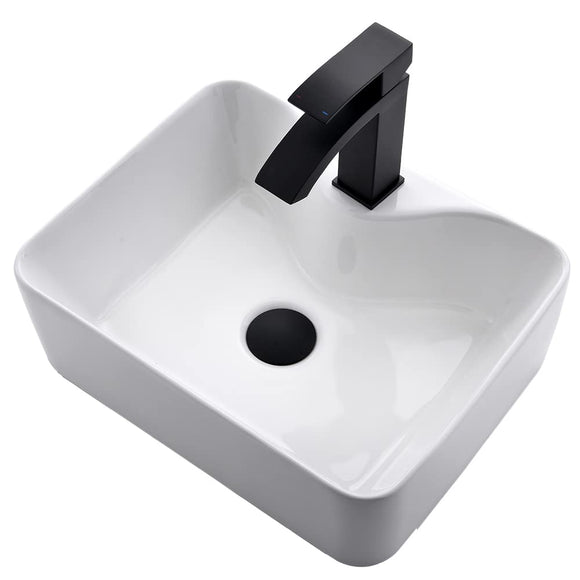 Bathroom Vessel Sink - Dorzom 16x12 Inch Ceramic