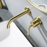 Brushed Gold Wall Mount Faucet, 2 Hole Single Handle Wall Mount Bathroom Faucet