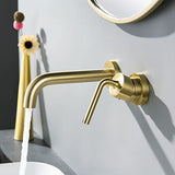 Brushed Gold Wall Mount Faucet, 2 Hole Single Handle Wall Mount Bathroom Faucet