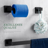 Bathroom Accessories Set Matte Black Wall Shelf Toilet Roll Paper Holder