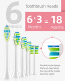 Electric Toothbrush with 6 Brush Heads for Adults and Kids, One Charge for 90 Days, Wireless