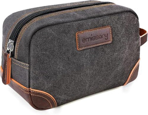 Travel Toiletry Bag for Men, Leather and Canvas Toiletry Bags