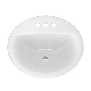 Bathroom Sink with Overflow and 3 Faucet Holes at 4" Centers