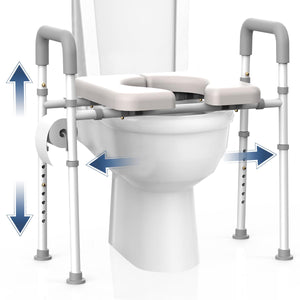 Toilet Seat with Handles - Adjustable Elevated Toilet Seat Riser, 400 lbs