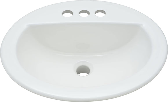 Bathroom Sink with Overflow and 3 Faucet Holes at 4