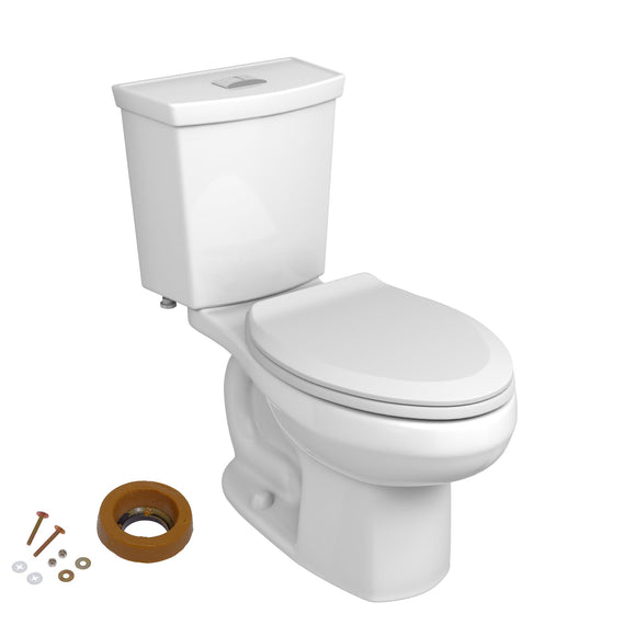 Toilet with Toilet Seat and Wax Ring, Elongated Front, Standard