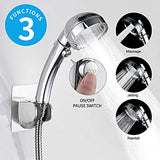 Drill-Free High Pressure Handheld Shower Head with ON/OFF Pause Switch 3 Spray Modes