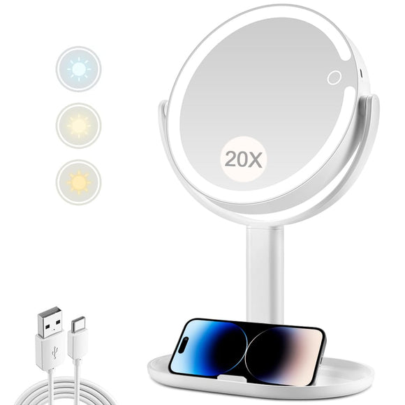 Mirror with Lights,20X Magnifying Mirror with Light