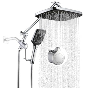 Shower Head with Handheld Chrome, Built-in Power Wash Mode