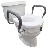 Raised Toilet Seat With Handles, 5" Toilet Seat Riser with Arms, Handicap Raised Toilet Seat