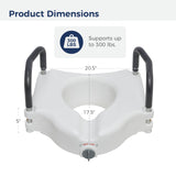 1 Raised Toilet Seat with Removable Padded Arms, Standard Seat