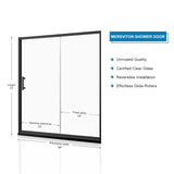 Shower Door 54 in.W x 76 in.H, Bathroom Sliding Door