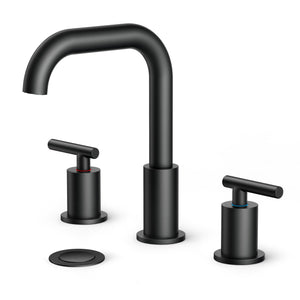 Black Bathroom Faucets 3 Hole, 8 Inch Widespread Matte Black Bathroom Faucet