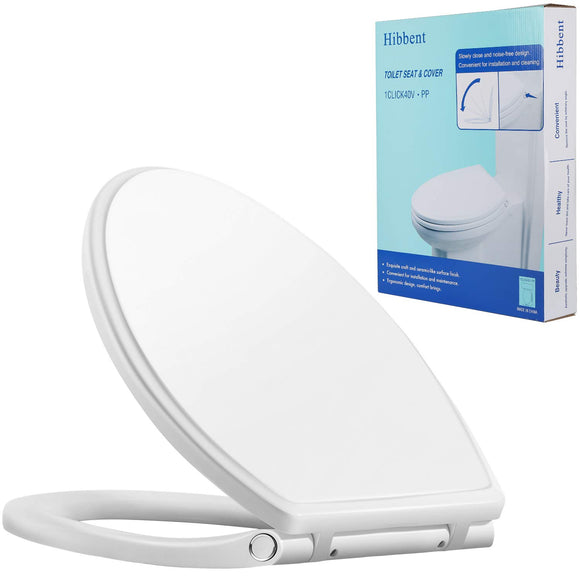 Toilet Seat with Cover Quiet Close, One-Click to Quick Release