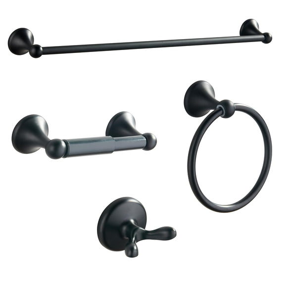 Bathroom Hardware Set, Matte Black Adjustable Expandable Towel Bar