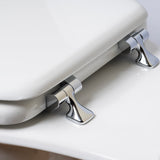 Toilet Seat with Chrome Hinges will Never Come Loose, ELONGATE , White