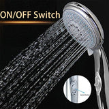 Shower Head with On/Off Switch - 5 Spray Settings 6.5 Feet Extra Long Hose High