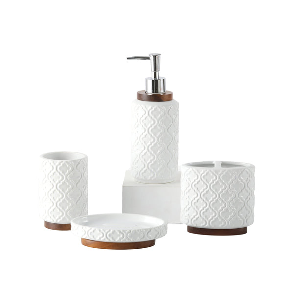 Bathroom Accessories Set 4 Pcs Toothbrush Holder Soap Dispenser