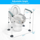 Raised Toilet Seat with Handles, 5-Inch Height, Adjustable Arms and Legs, Heavy Duty