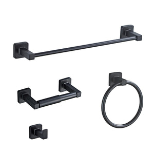 Matte Black Bathroom Hardware Set 4 Pieces,Towel Bar