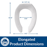 Toilet Seat will Never Loosen & Reduce Call-backs, ELONGATED, Plastic, White