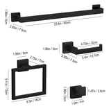 Matte Black Bathroom Accessories Set, 23.6 Inch Bath Towel Bar Set,