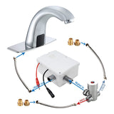 Automatic Sensor Bathroom Sink Faucet with Hole Cover Plate, Touchless