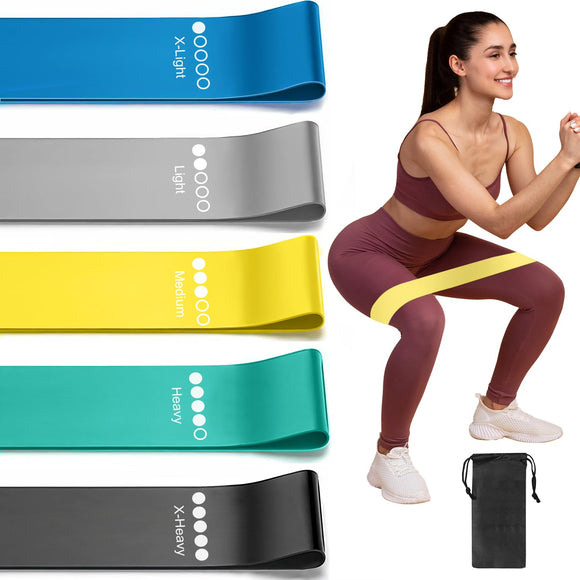 Resistance Loop Exercise Bands for Working Out, Fitness Elastic Bands, Workout Bands for Home Gym, Stretching, Yoga, Pilates, Physical Therapy (5pcs Set) - Multicolor ROSAPOAR