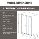 Shower Door, Adjustable Semi-Frameless Bypass Shower