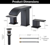 Bathroom Faucet 3 Hole, Black Waterfall Bathroom Faucets, 8 Inch Widespread Modern