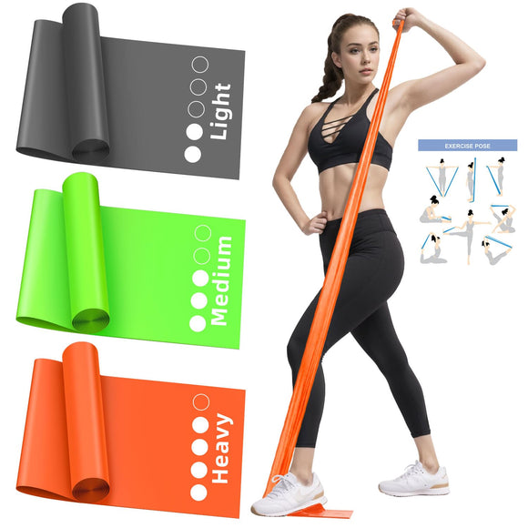 4.9ft Resistance Bands Set, Exercise Bands for Working Out, Elastic Bands for Home Exercise, Gym, Physical Therapy Bands for Stretch, Recovery, Yoga, Pilates, Rehab, Strength Training - Colorful WSAKOUE