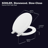 Round-front, Slow-Close, Wood, White toilet seat