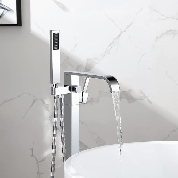 Faucet Polished Chrome Freestanding Tub Filler