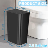 Bathroom Small Trash Can with Lid,10L / 2.6 Gallon Slim Garbage Bin